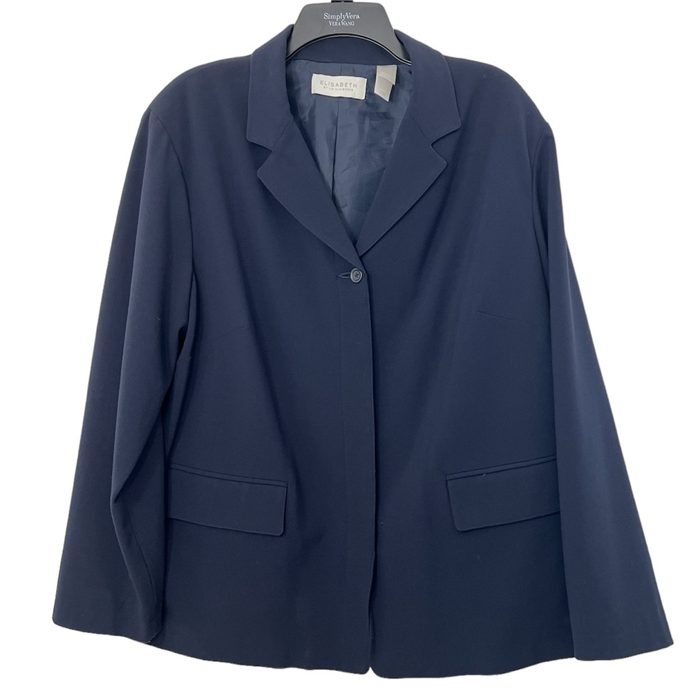 Elizabeth LIZ CLAIBORNE Navy Blue Classic Blazer Career Size 16